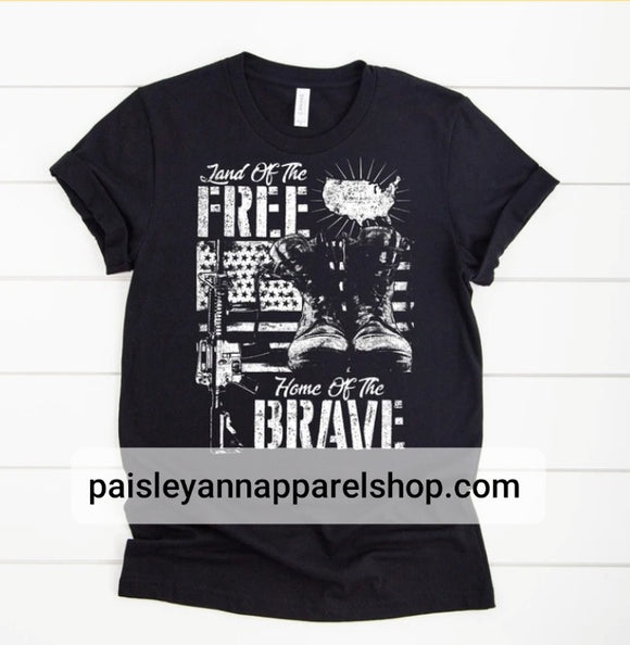 Home of the free because of the brave SCREEN PRINT shirt
