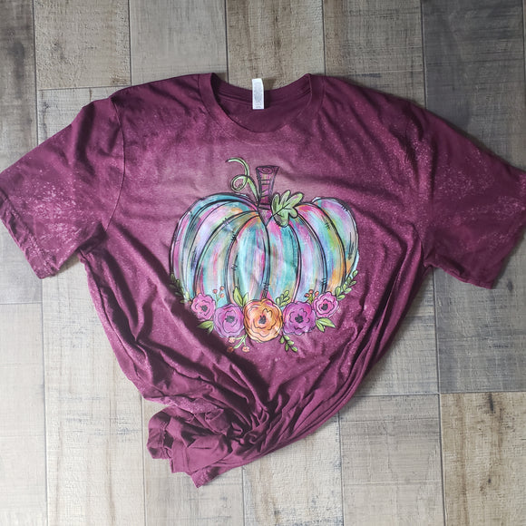 Watercolor pumpkin-DISTRESSED-SCREEN PRINT T shirt