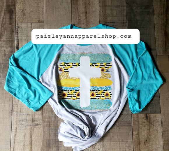 Sunflower cross SCREEN print