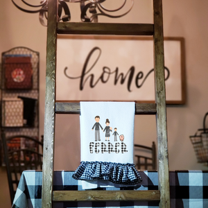 Family Tea Towel- buffalo plaid ruffle