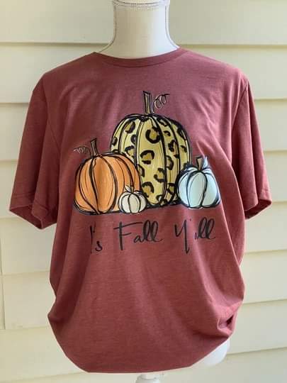Its fall yall rust SCREEN PRINT shirt