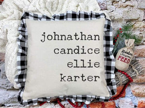 Name pillow CASE buffalo plaid