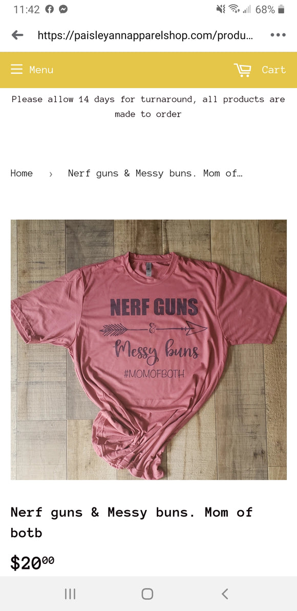 Light BLUE-- Nerf guns & Messy buns. Mom of both