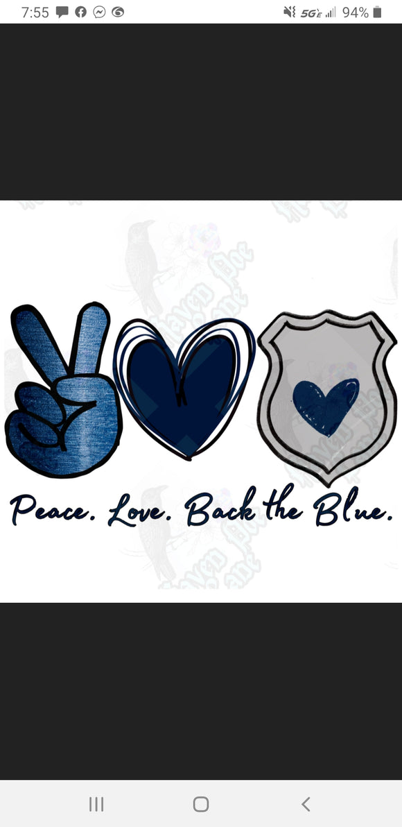 Peace love black the blue-- distressed=royal blue