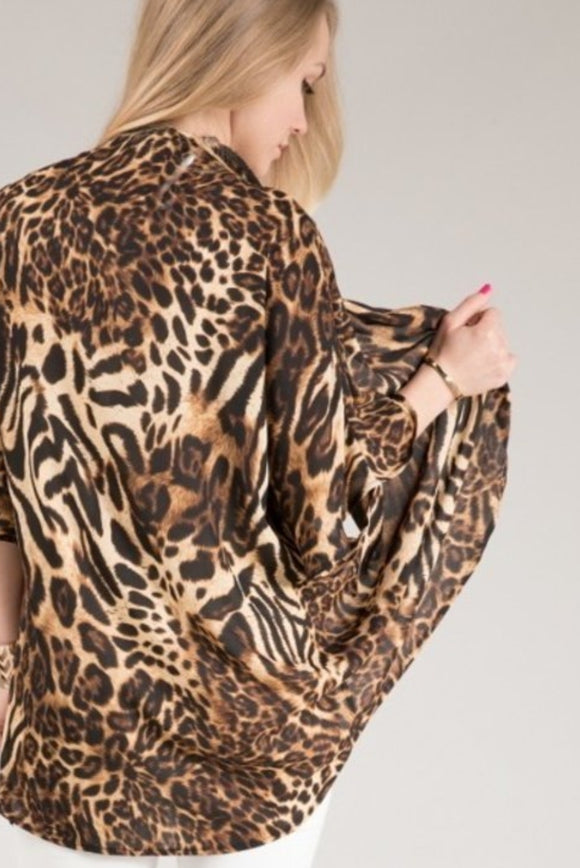 Leopard animal print kimono