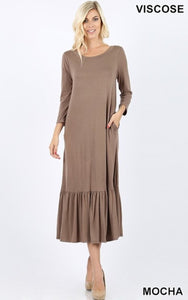 Mocha ruffle dress