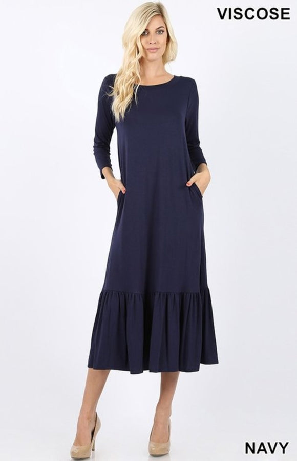 Navy ruffle dress