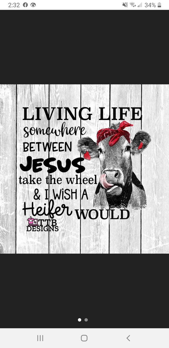 Livin life somewhere between Jesus and I wish Heifer would