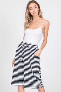 Navy and white drawstring skirt
