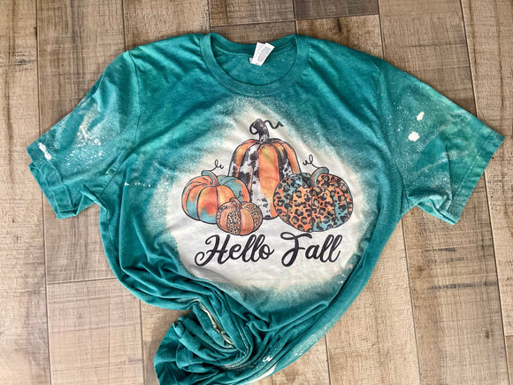 Hello fall pumpkin leopard cow print pumpkin fall tee