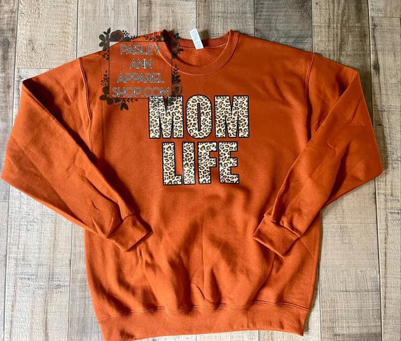 Mom life leopard orange sweatshirt