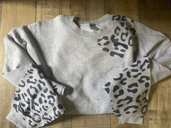 Grey with leopard detail sweatshirt