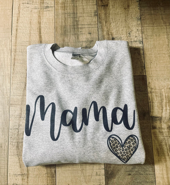 Mama leopard heart detail sweatshirt